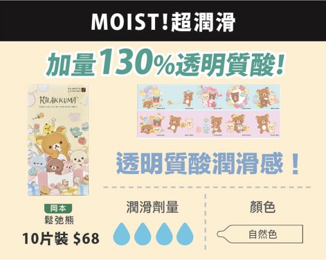 🇯🇵 岡本鬆弛熊透明質酸果凍潤滑安全套 - 10片