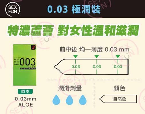 岡本 Okamoto 0.03mm 蘆薈超薄安全套（10片裝）