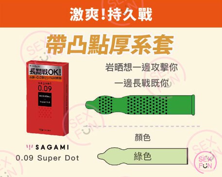 Sagami 0.09凸點長期戰安全套 － 3 & 10片