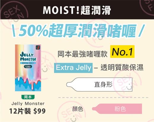 岡本 Okamoto 果凍怪獸 Jelly 1000 極級水潤型安全套（12片裝）