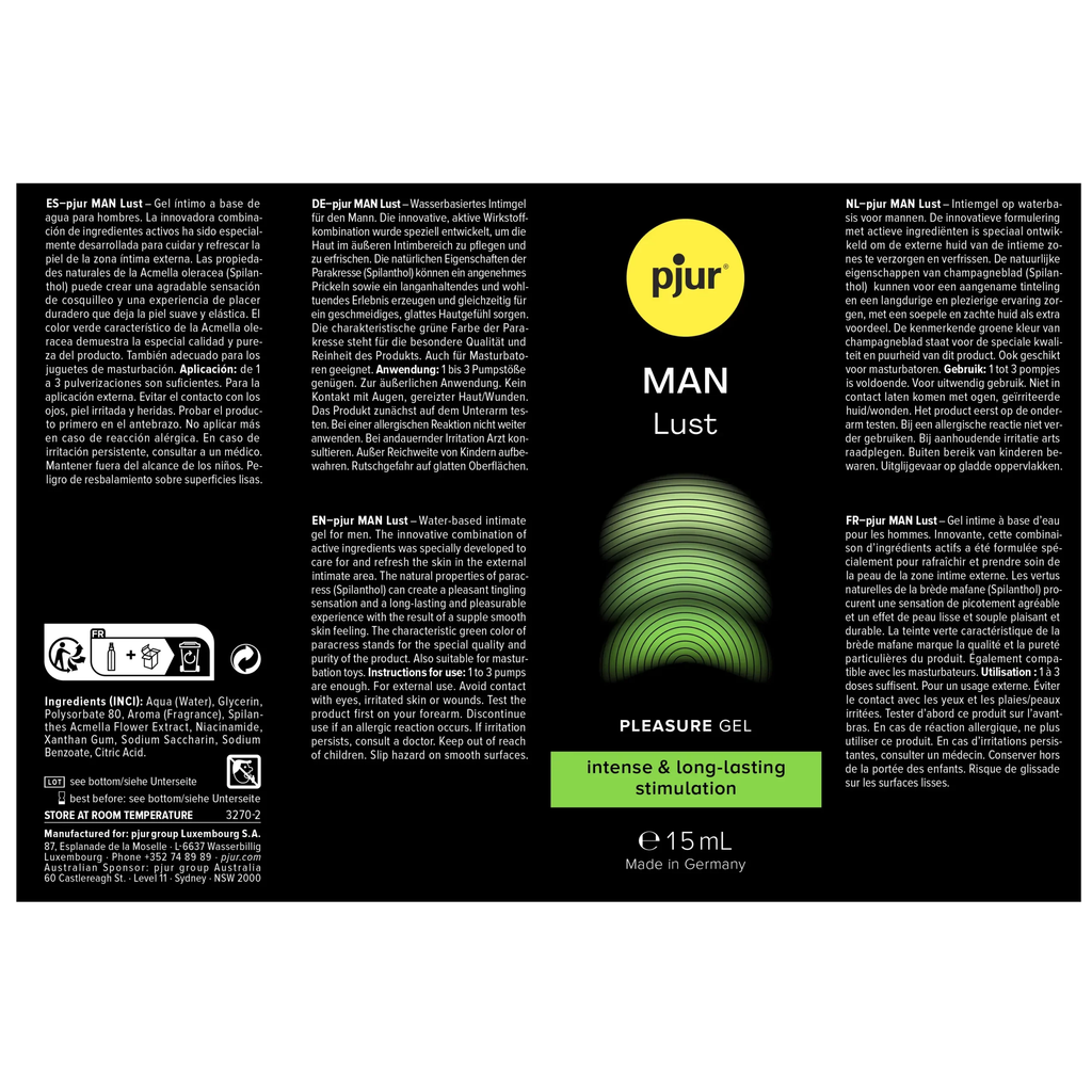 🇩🇪 Pjur Man Lust 長效男士快感增強凝膠 - 15ml