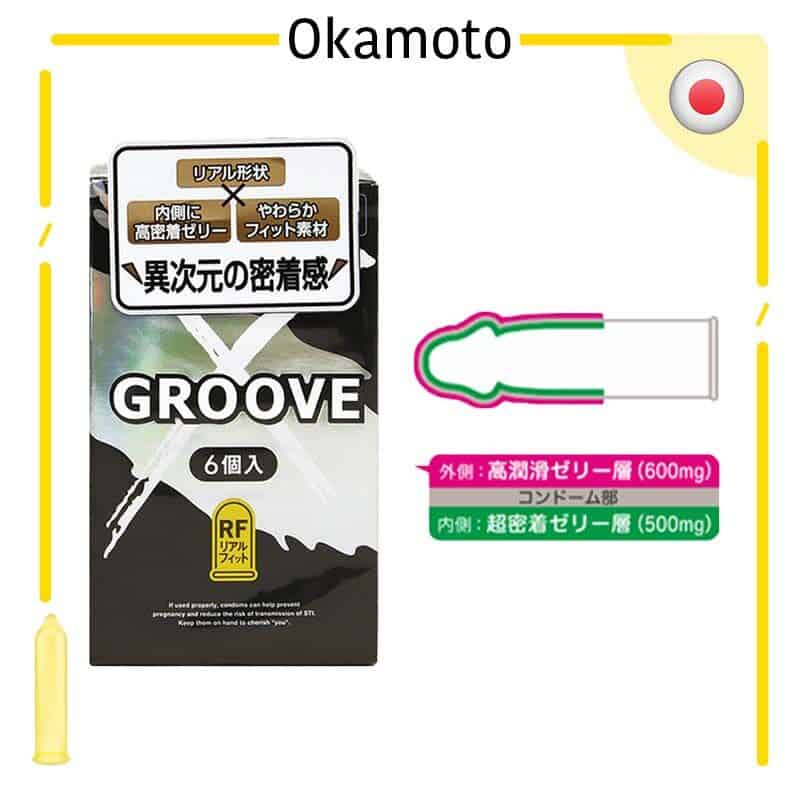 岡本 Okamoto Groove X 雙潤滑超貼合安全套（6片裝）