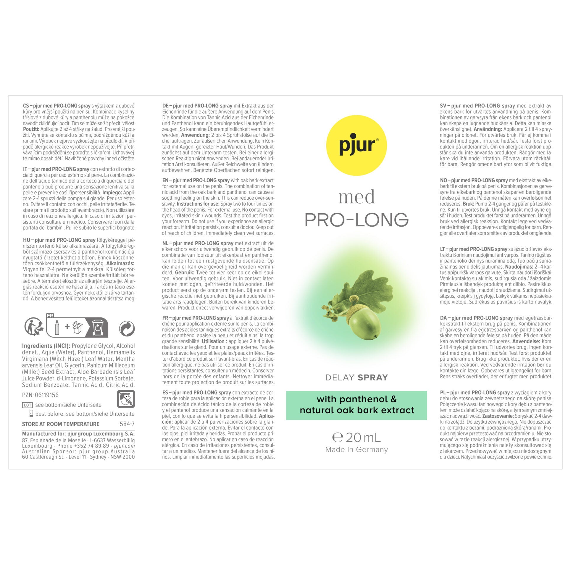 🇩🇪 Pjur med Pro-Long 草本持久噴霧 - 20ml