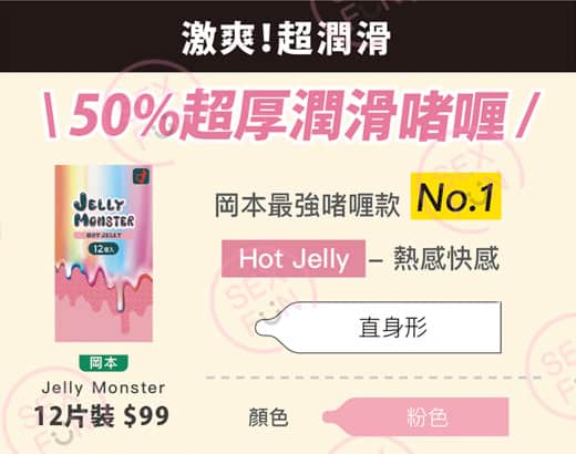 岡本 Okamoto 果凍怪獸 Jelly 1000 極級水潤型安全套（12片裝）