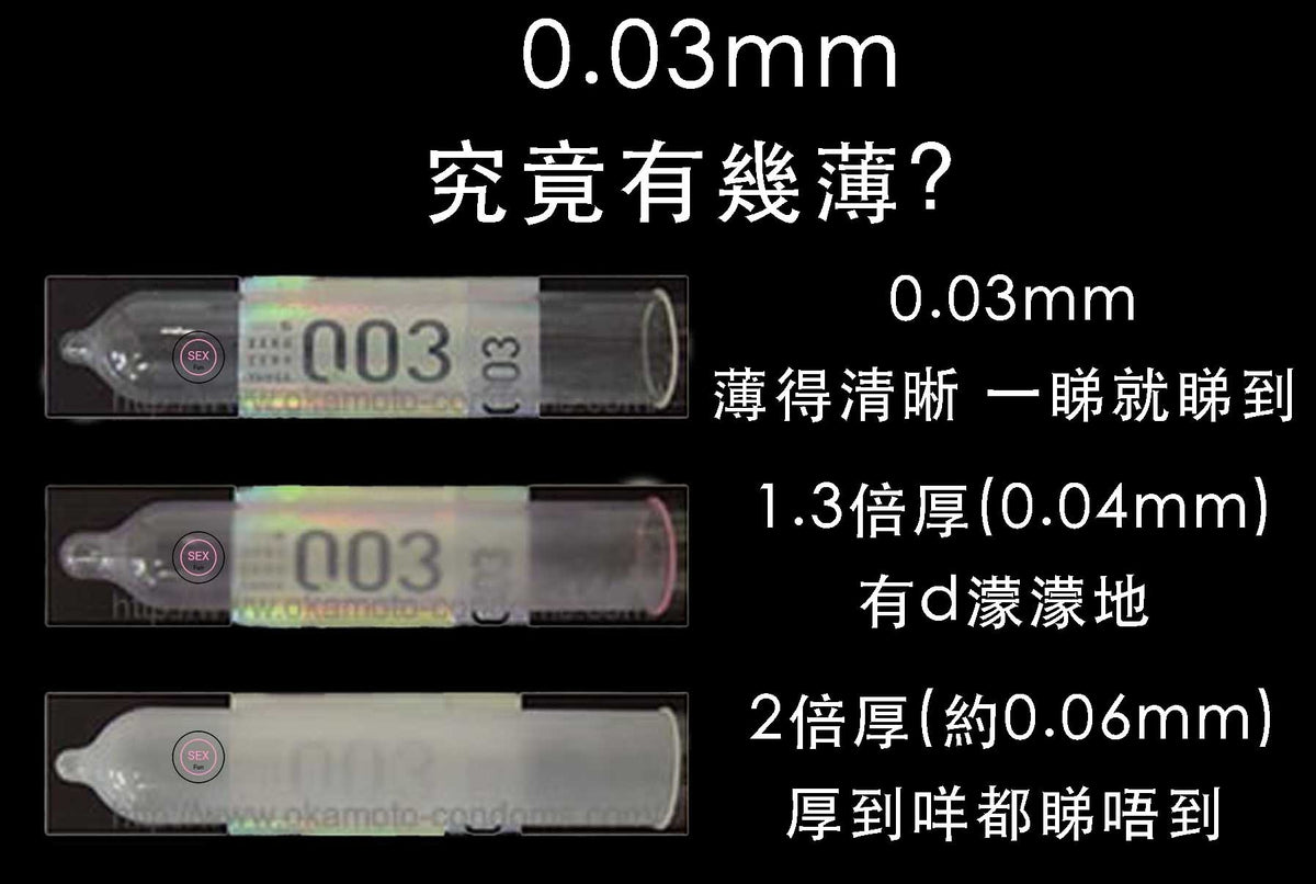 岡本 Okamoto 0.03mm 貼身超薄三色裝安全套 - 12片裝