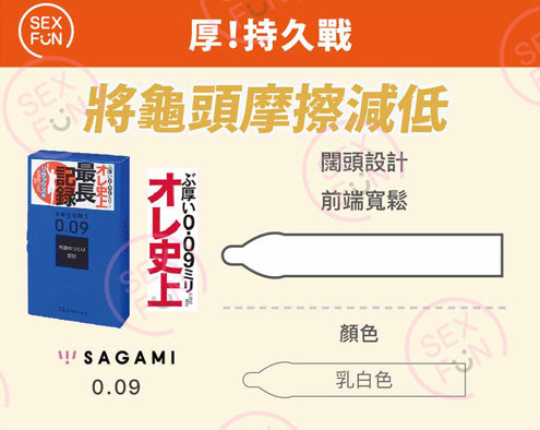 相模 Sagami 0.09mm 自然持久裝安全套 / 10片裝