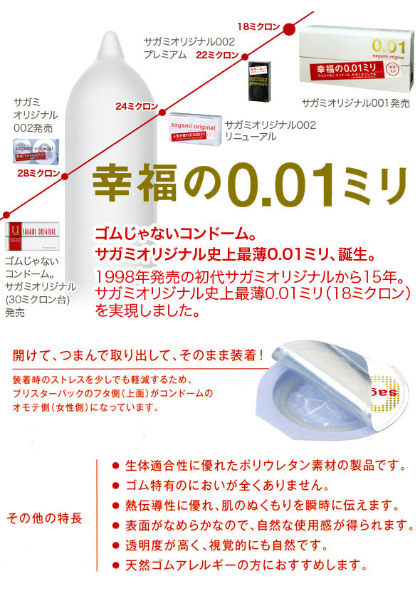 相模 Sagami Original 0.01 幸福之0.01 極致超薄安全套（5片裝）